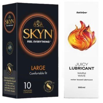 Набір Лубрикант Satisfyer Warm Wave 300 мл + SKYN Large 10 шт. SOS12736 фото