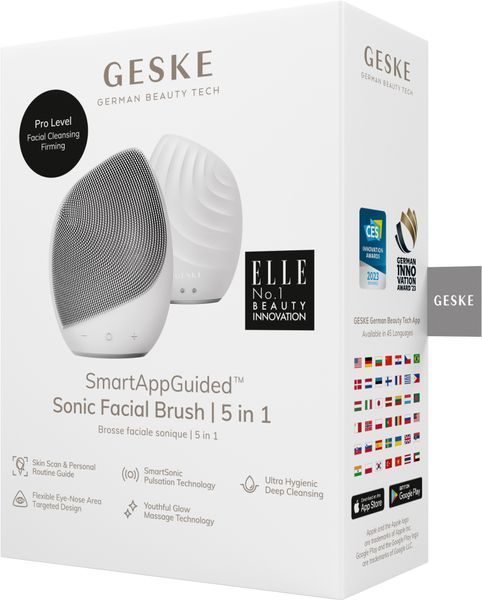 Электронная ультразвуковая щетка для лица GESKE Sonic Facial Brush 5в1 white HB0073 фото