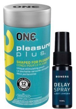 Набор из ONE Pleasure Plus 12 шт + Пролонгатор Boners Delay Spray 15 мл SOS9527 фото