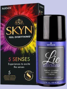 Комплект SKYN 5 Senses + Гель Sensuva - Lic-o-licious Blueberry Muffin (50 мл) SOS5487 фото