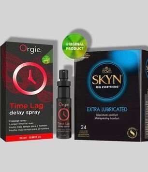 SKYN Extra Lube 24 шт + Пролонгатор Time Lag, 25 мл. ORGIE  SOS5678 фото