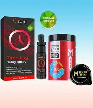 Пролонгатор для мужчин Time Lag, 25 мл. ORGIE +   0,02 мм Muaisi Red (12 шт) SOS6687 фото