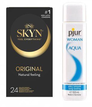 Набір SKYN ORIGINAL 24 шт та Лубрикант Pjur Woman Aqua 100 мл SOS119 фото