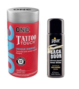 ONE Tattoo Touch Pack &ndash; 12 шт + pjur Backdoor Anal Relaxing Jojoba Silicone 30мл. SOS6360 фото