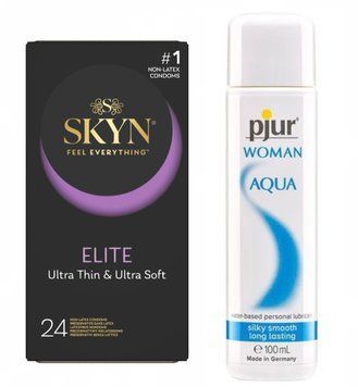 Набір: SKYN Elite 24 шт. + Лубрикант pjur Woman Aqua 100 мл SOS11786 фото