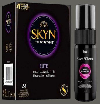 Набір SKYN Elite, 24 шт + Спрей  Intt Deep Throat Oral Spray (12 мл) SOS5292 фото