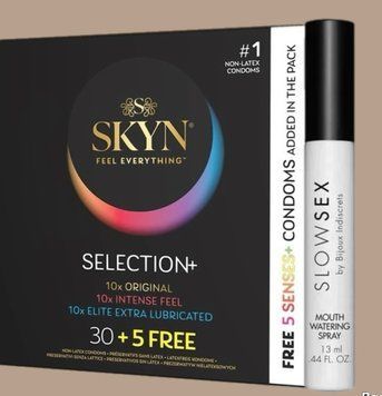 Skyn Selection 30 шт + 5 of 5 Senses , 35 шт + Спрей для посилення слиновиділення Bijoux Indiscrets Slow Sex Mouthwatering spray SOS5537 фото