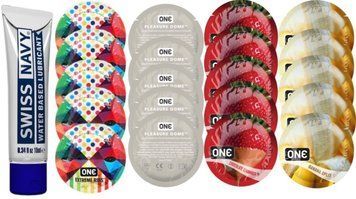Набор из Swiss Navy Water-Based 10 мл + ONERibs + ONE Dome + ONEChocolateStrawberry + ONEBanana SOS8526 фото