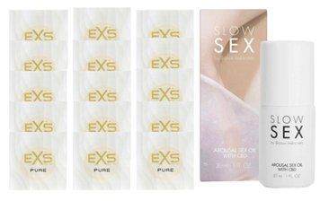 Комплект EXS Pure15 шт + Bijoux Indiscrets SLOW SEX Arousal Sex Oil CBD, 30 мл SOS14845 фото