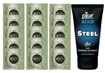 Комплект EXS Snug Fit 15 шт+pjur MAN Steel Gel, 50 мл SOS14914 фото