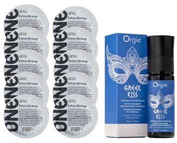 Комплект ONE Extra Strong 10 шт + Orgie Greek Kiss (50 мл)  SOS14156 фото