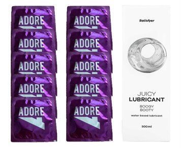 Набір: Pasante Adore 10 шт. + Лубрикант Satisfyer Boogy Booty (300 мл) SOS12085 фото