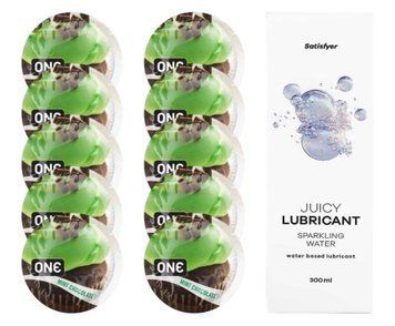 Комплект ONE Mint Chocolate 10 шт. + Лубрикант Satisfyer Juicy Lubricant Sparkling Water (300 мл) SOS12385 фото