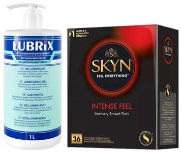 Набор из Лубриканта на водной основе Lubrix (1 л) + Skyn Intense feel 36 шт SOS8822 фото