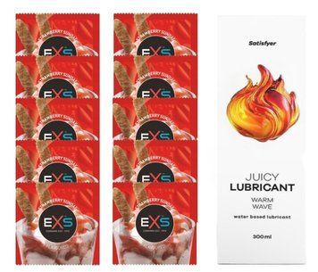 Комплект: EXS STRAWBERRY SUNDAE 10 шт. + Лубрикант Satisfyer Warm Wave 300 мл SOS11445 фото