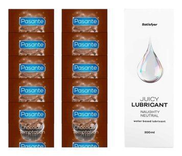 Комплект Pasante Chocolate 10шт. + Лубрикант Satisfyer Juicy Lubricant Naughty Neutral 300 мл SOS11636 фото