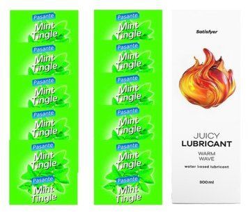 Комплект Pasante Mint 10шт. + Лубрикант Satisfyer Juicy Lubricant Warm Wave 300 мл SOS11686 фото