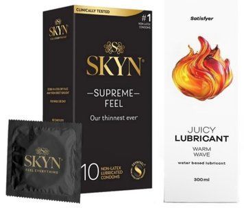 Набір Лубрикант Satisfyer Warm Wave 300 мл + Skyn ​​Supreme Feel 10 шт. SOS12737 фото