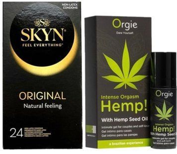 Набір з SKYN ORIGINAL 24 шт + стимулятор Intense Orgasm Hemp! (15 мл) від ORGIE  SOS9987 фото