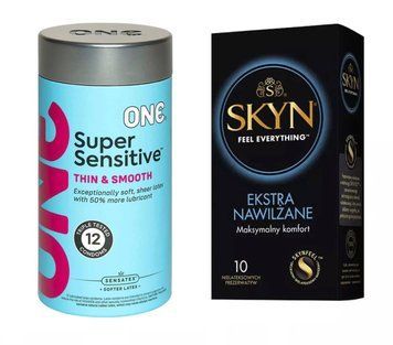 ONE Super Sensitive Pack - 12 шт та SKYN Extra Lube &ndash; 10 шт SOS608 фото