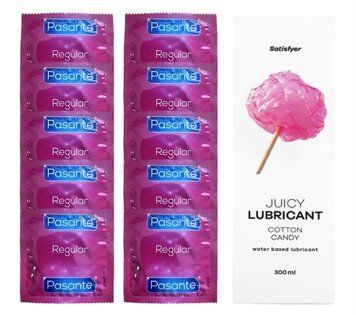 Комплект Pasante Regular 10 шт. + Лубрикант Satisfyer Juicy Lubricant Cotton Candy (300 мл) SOS12135 фото
