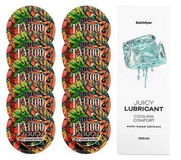 Комплект ONE Tattoo Touch 10 шт. + Лубрикант Satisfyer Juicy Lubricant Cooling Comfort (300 мл) SOS12185 фото
