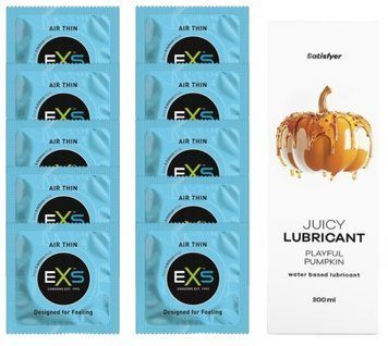 Набор: EXS Air Thin 10 шт. + Лубрикант Satisfyer Playful Pumpkin 300 мл SOS11194 фото