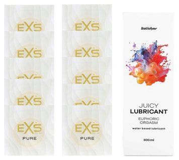 Комплект: из EXS Pure 10 шт + Лубрикант Satisfyer Juicy Euphoric Orgasm water based 300 мл SOS11295 фото