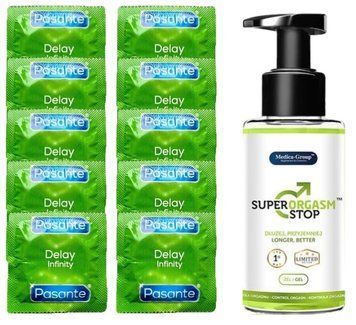 Комплект: Pasante Delay 10 шт + Пролонгатор Medica Group Super Orgasm Stop Gel 150 мл SOS11054 фото