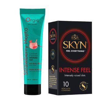 Набор : SKYN Intense Feel &mdash; 10 шт и Лубрикант Orgie Клубничный мохито &mdash; 100 мл SOS923 фото