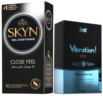 Набор из SKYN Close Feel (10 шт) + жидкий вибратор Intt Vibration Ice (15 мл) SOS9787 фото