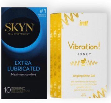 Skyn Exstra Lube 10 штук + Intt Vibration Honey (15 мл) SOS6986 фото