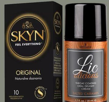 Комплект SKYN Original 10 шт + Гель Sensuva - Lic-o-licious Salted Caramel (50 мл) SOS5729 фото