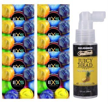 EXS BUBBLEGUM 10 шт + Doc Johnson &ndash; Juicy Head Dry Mouth Spray Pineapple (59 мл) SOS14031 фото