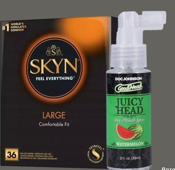 Комплект SKYN Large, 36 шт +  Спрей Doc Johnson GoodHead &ndash; Juicy Head Dry Mouth Spray &ndash; Watermelon 59мл SOS5437 фото