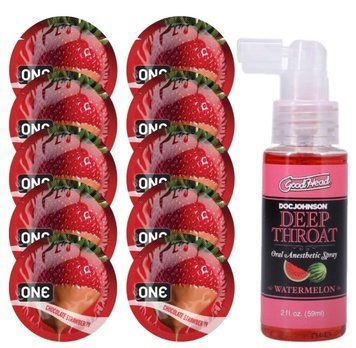 Комплект ONE Chocolate Strawberry 10 шт + Doc Johnson &ndash; Watermelon, 59 мл SOS13780 фото