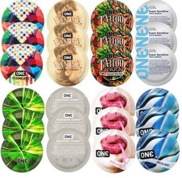 Набір з 24 шт ONE Ribs + ONE Vanish + ONE Tattoo + ONE Sensitive + ONE Glowing + ONE Dome + ONE Bubblegum + ONE Mint SOS8291 фото