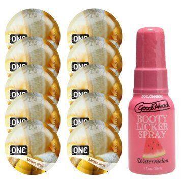 Комплект ONE Banana Split 10 шт + Doc Johnson GoodHead Booty Licker Spray Watermelon (29 мл) SOS13730 фото