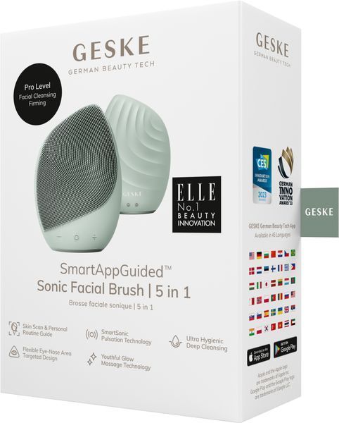Электронная ультразвуковая щетка для лица GESKE Sonic Facial Brush 5в1 green HB0074 фото