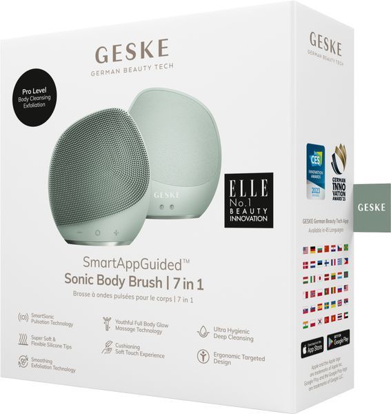 Ультразвуковая щетка для тела и интенсивный пилинг GESKE Sonic Body Brush&Intensive Exfoliator 7в1 green HB0354 фото
