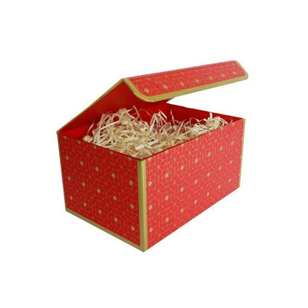 Подарочная коробка красная с золотым геометрическим рисунком, M &mdash; 23&times;16&times;12 см SO8912 фото