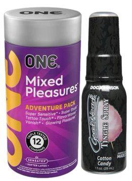 Комплект 12 шт ONE Mixed Pleasures + Спрей Doc Johnson GoodHead Tingle Spray - Cotton Candy (29 мл) SOS6122 фото