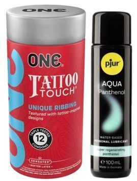 Набор ONE Tattoo Touch Pack 12 шт + Лубрикант Pjur Aqua Panthenol 100 мл SOS13041 фото