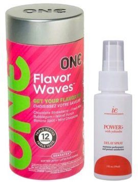 Набор из 12 шт ONE Flavor Waves + Пролонгатор Doc Johnson Power+ с Yohimbe Delay Spray For Men (59 мл) SOS9328 фото