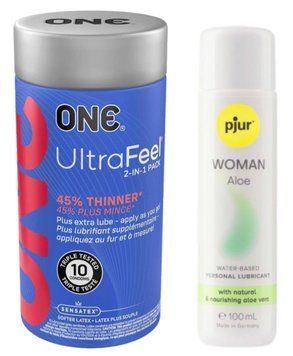 Набор ONE UltraFeel 10 шт + Pjur Woman Aloe 100 мл SOS13091 фото