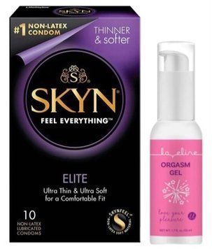 Набір з SKYN Elite (10 шт) + Гель для посилення оргазму Loveline Orgasm Gel (50 мл)  SOS9738 фото