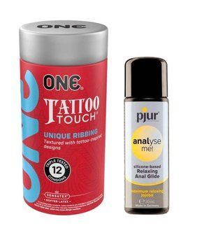 ONE Tattoo Touch Pack 12шт + pjur analyse me! Relaxing jojoba silicone 30 мл SOS6361 фото