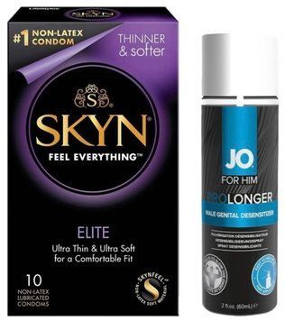 Набір з SKYN Elite 10 шт  + Пролонгатор System JO Prolonger Spray with Benzocaine (60 мл)  SOS8917 фото