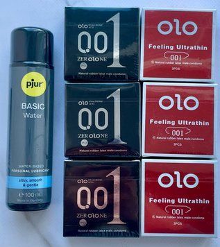 Набор OLO Feeling Ultrathin 001 + OLO возбуждающий 18 штук + Лубрикант pjur Basic Waterbased, 100 мл SOS3774 фото
