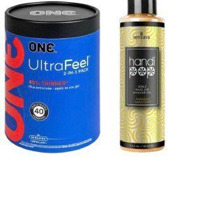 ONE UltraFeel 2-в-1. 40 шт.+  Для ласк Sensuva - Handipop Mango Smoothie (125 мл) SOS6460 фото